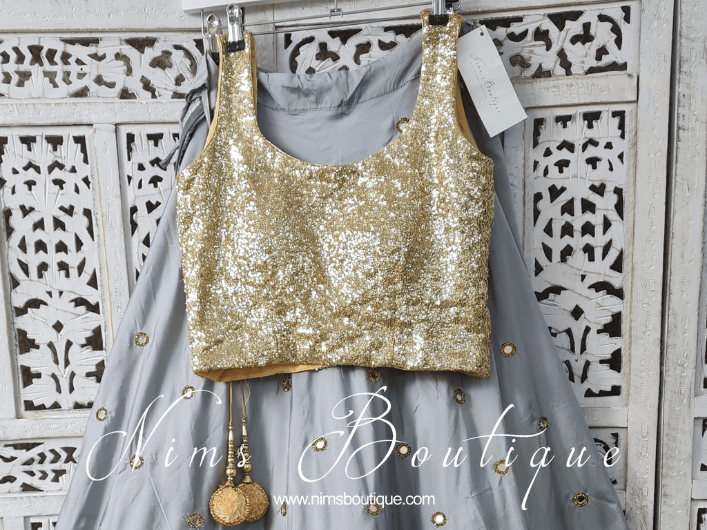 Nims Boutique Luxury Gold Sequin Sleeveless Blouse Longer Length 4-26