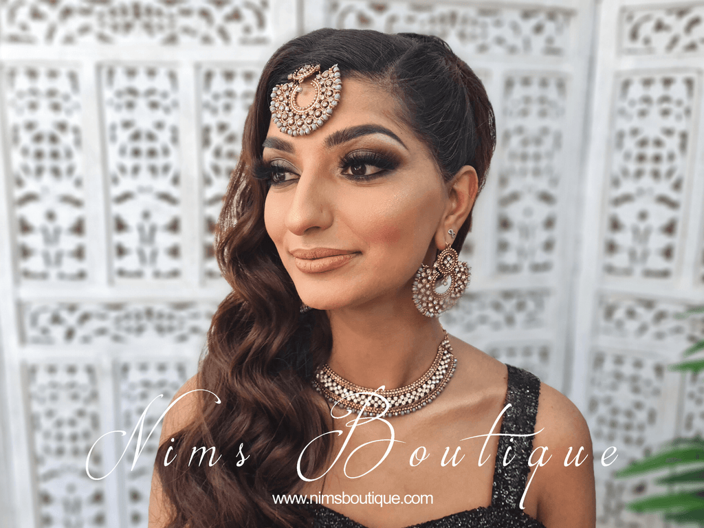 Nims Boutique Royal Grey Chand Tikka Set