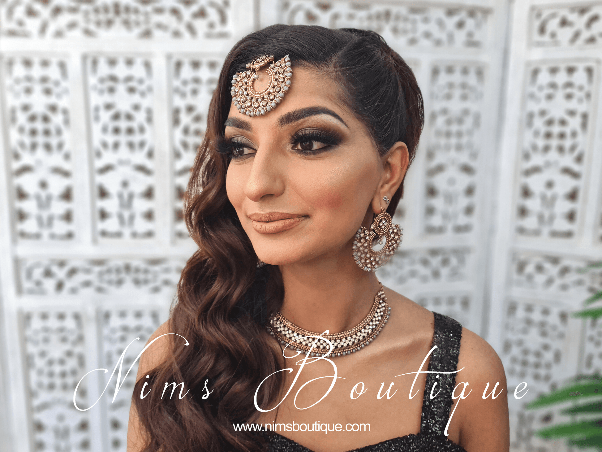 Nims Boutique Royal Grey Chand Tikka Set