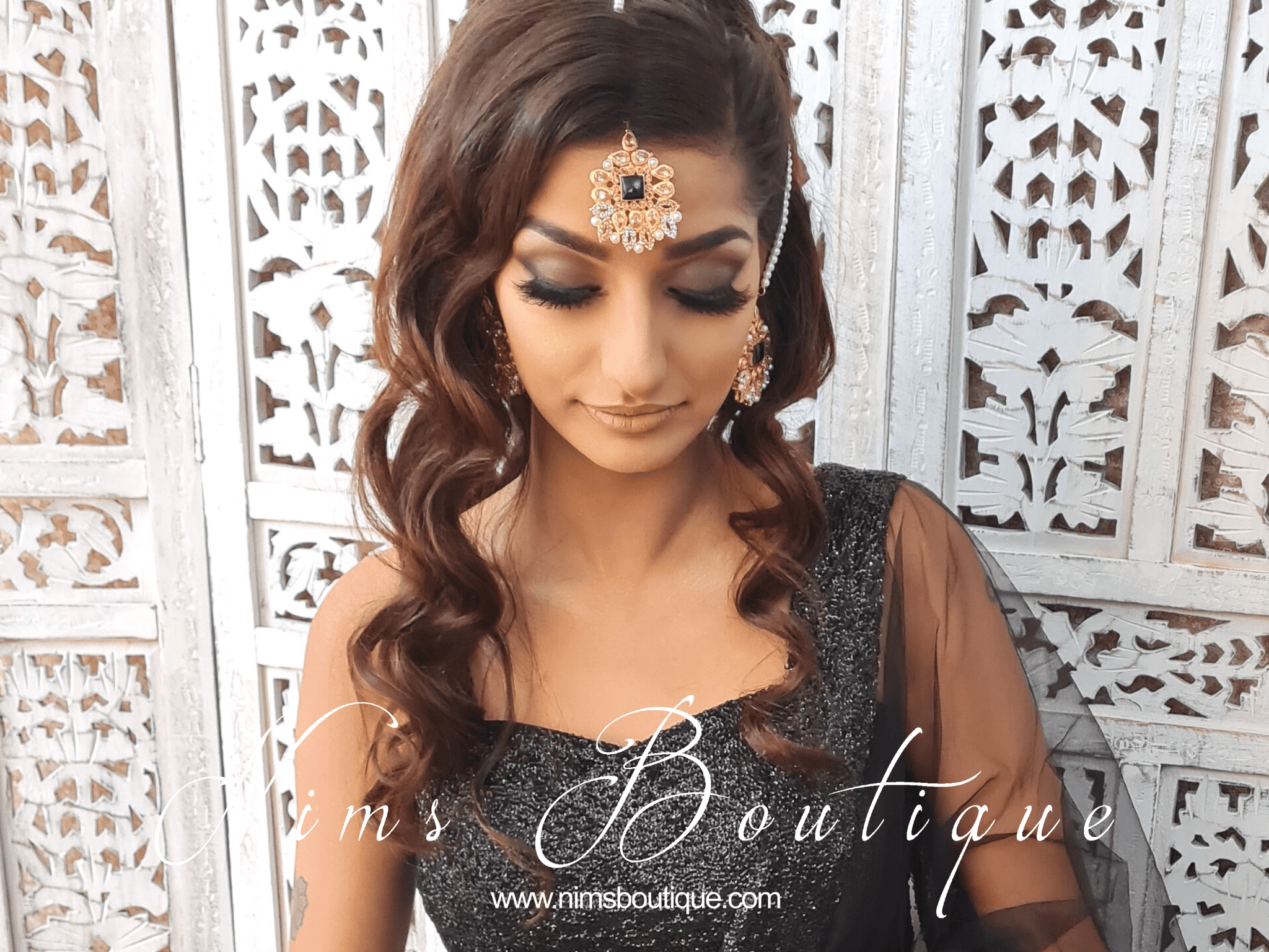 Sita Black Pearl Earrings Tikka set