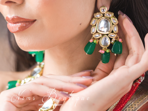 Sonali Dark Green Luxury Kundan Set