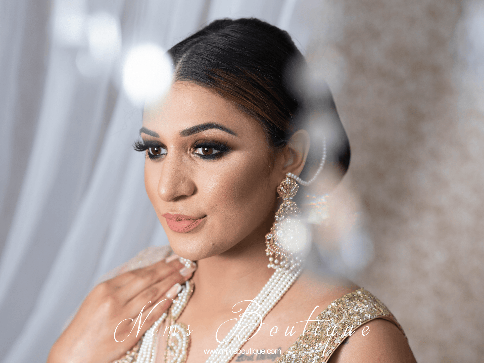 Nims Boutique Neena Pearl & Gold Long Necklace Set