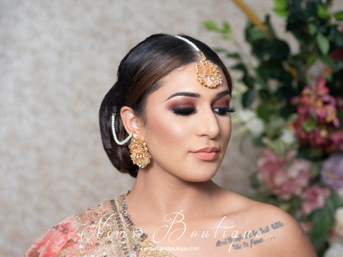 Nims Boutique Sita Gold & Peach Earrings & Tikka set