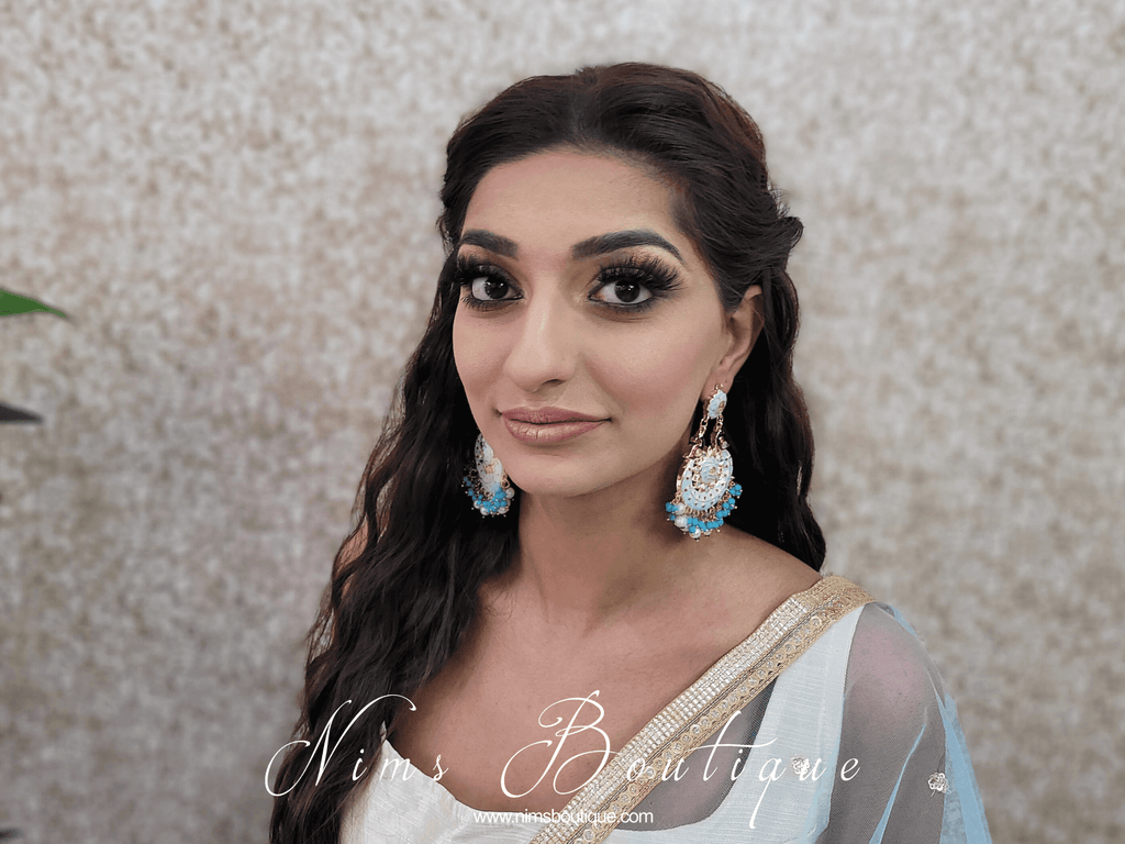 Nims Boutique Moorni Light Turquoise Meenakari Peacock Earrings
