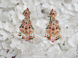 Neena Multicolour & Gold Earrings & Tikka Set