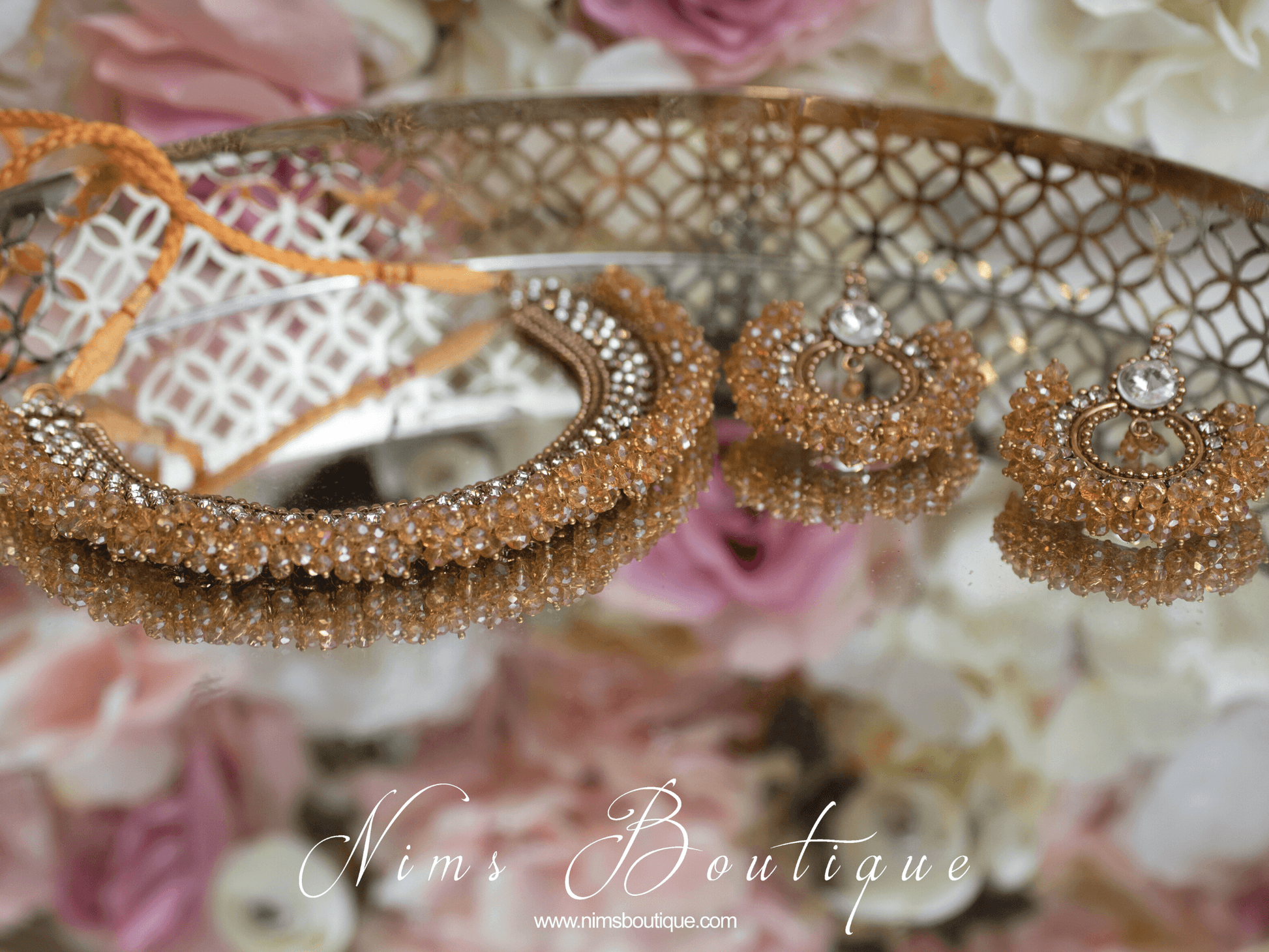 Nims Boutique Meghna Royal Gold Cluster Set