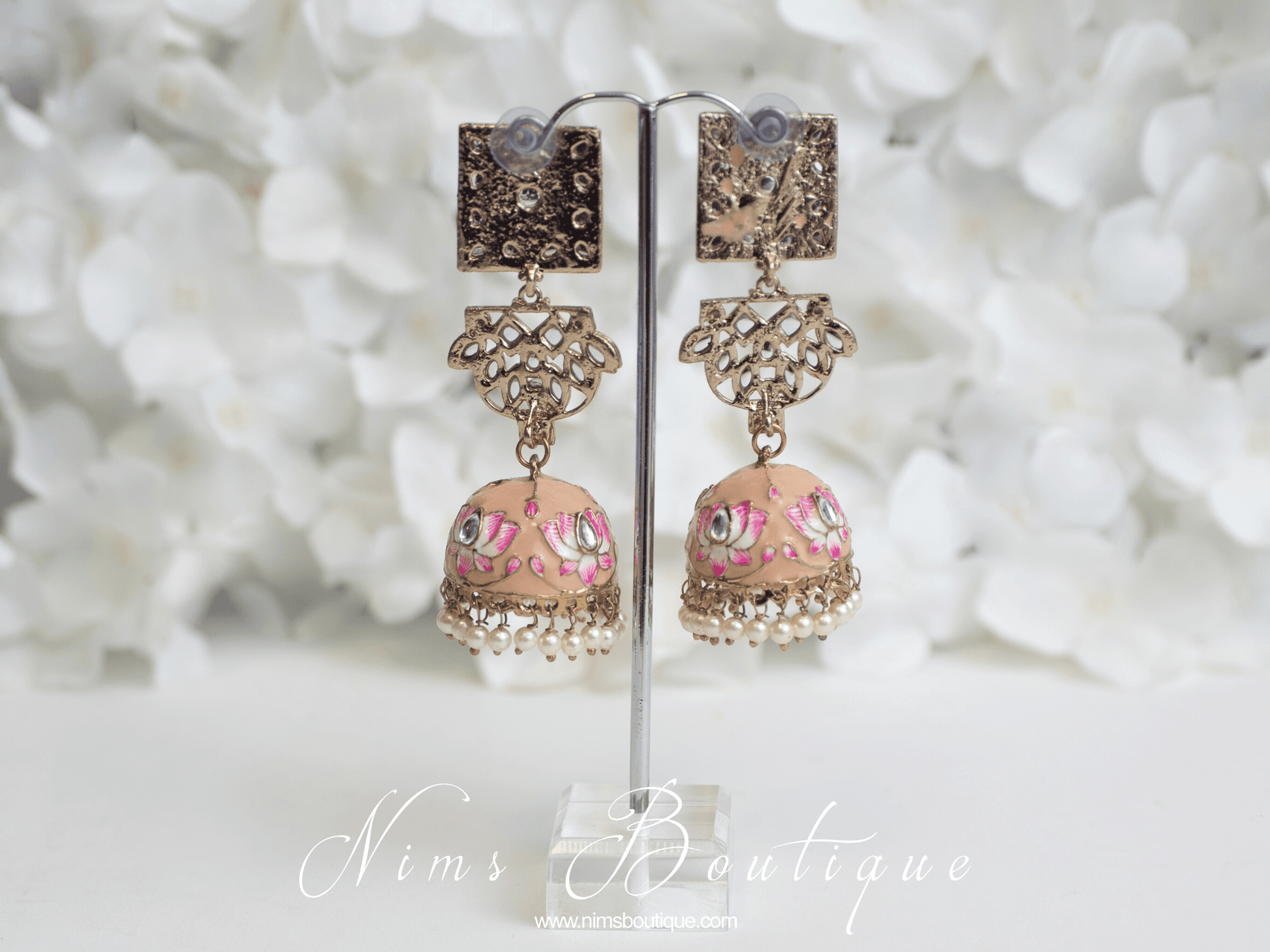 Nims Boutique Payal Peach Blossom Chumke Earrings