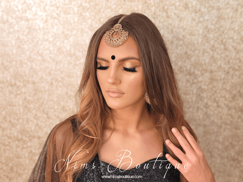 Nims Boutique Royal Gold Stone Chand Tikka Set