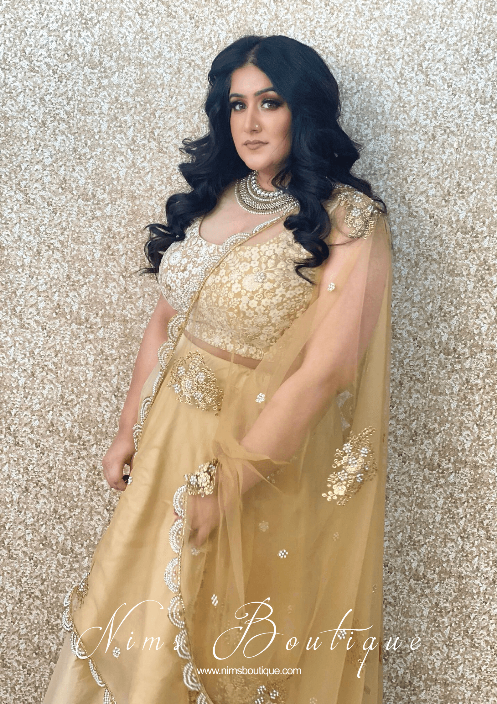Nims Boutique Readymade Light Gold Silk skirt/lehnga sizes 6-18