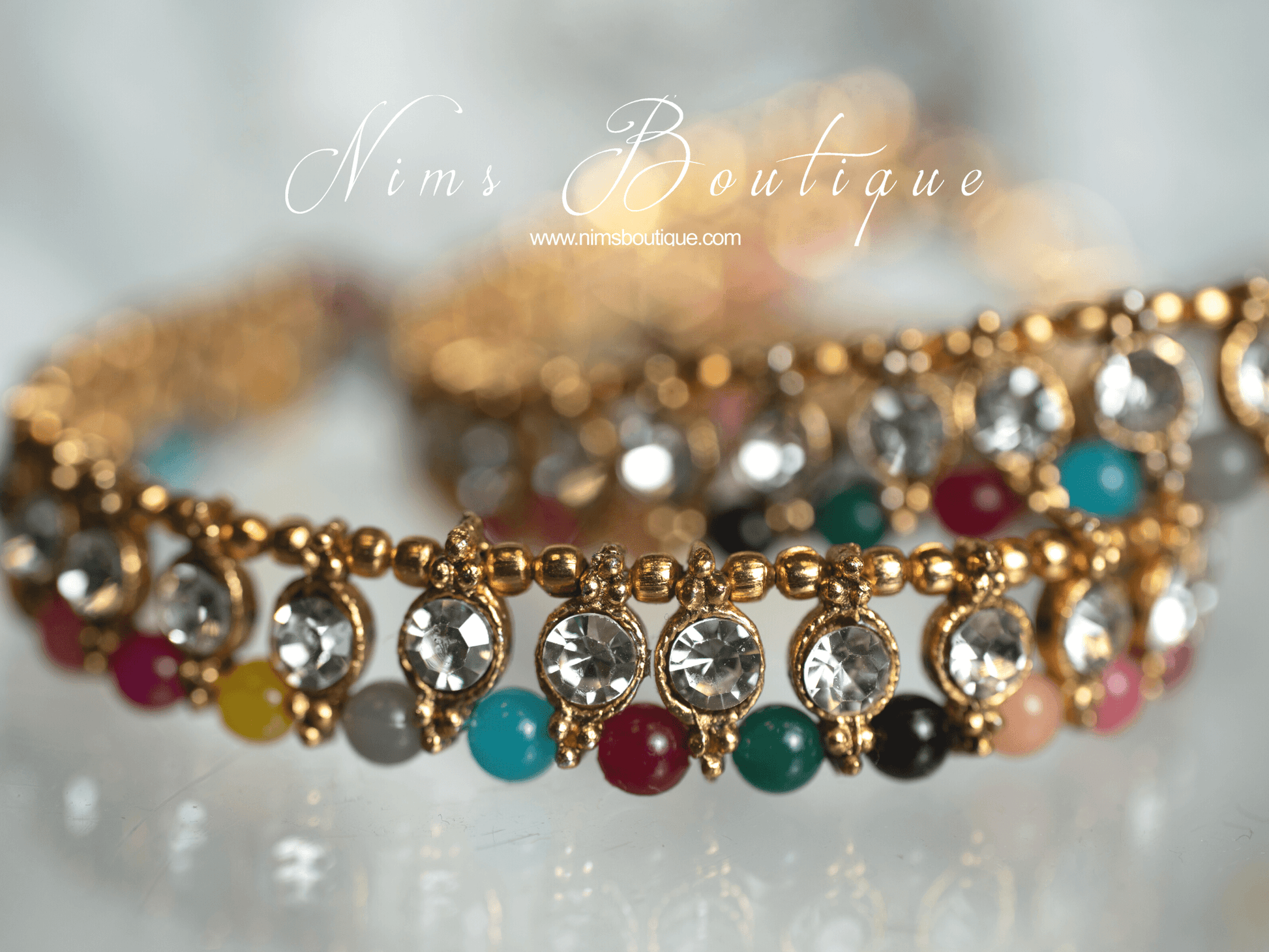 Nims Boutique Small Royal Gold & Multicolour Anklets