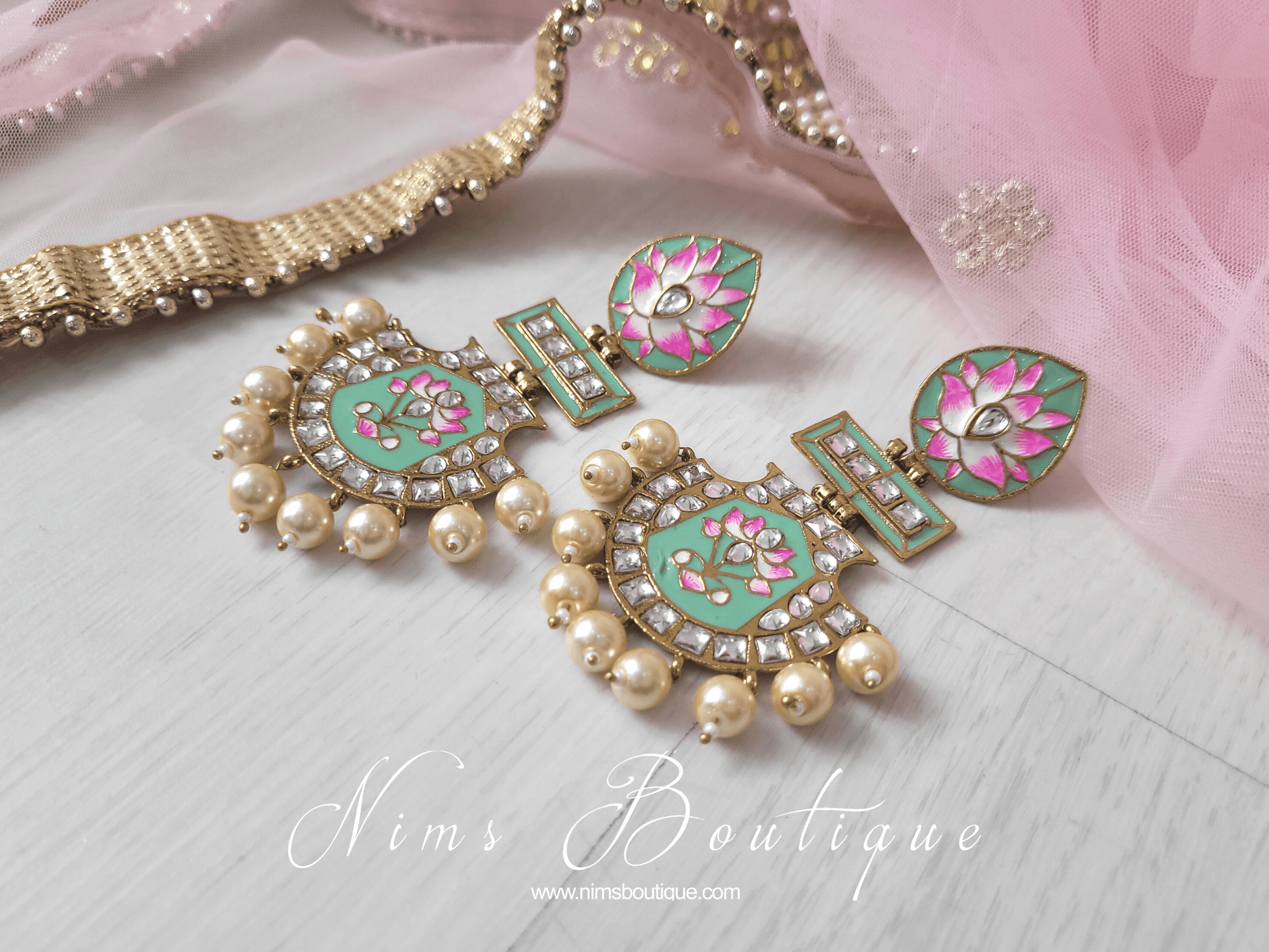 Nims Boutique Suhana Mint Blossom Earrings