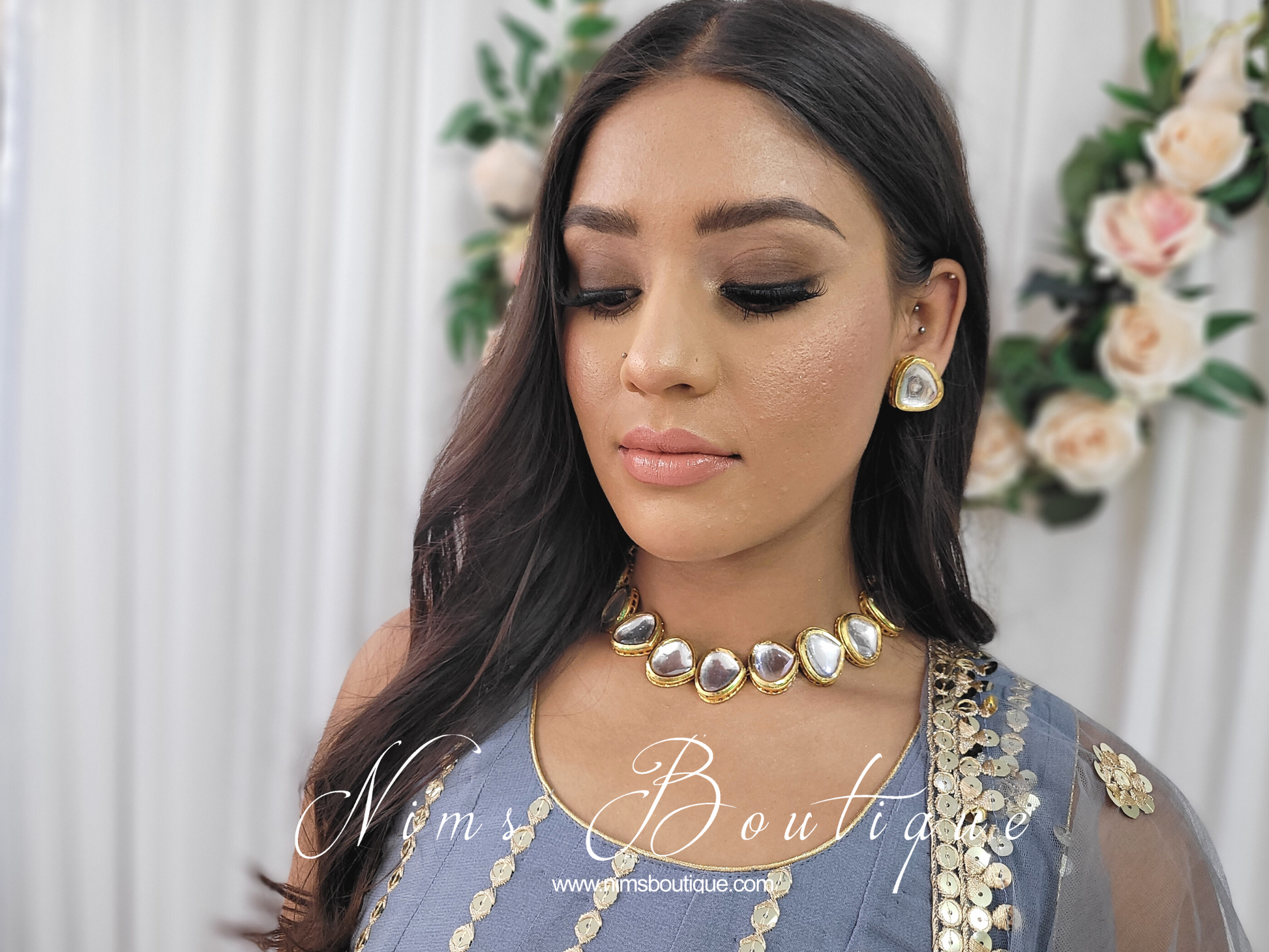 Nims Boutique Lara Classic Kundan Set with stud earrings