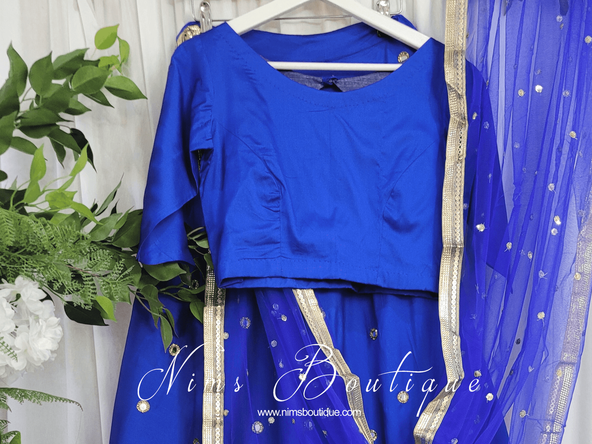 Nims Boutique Royal Blue Net Sequin Dupatta/Chunni