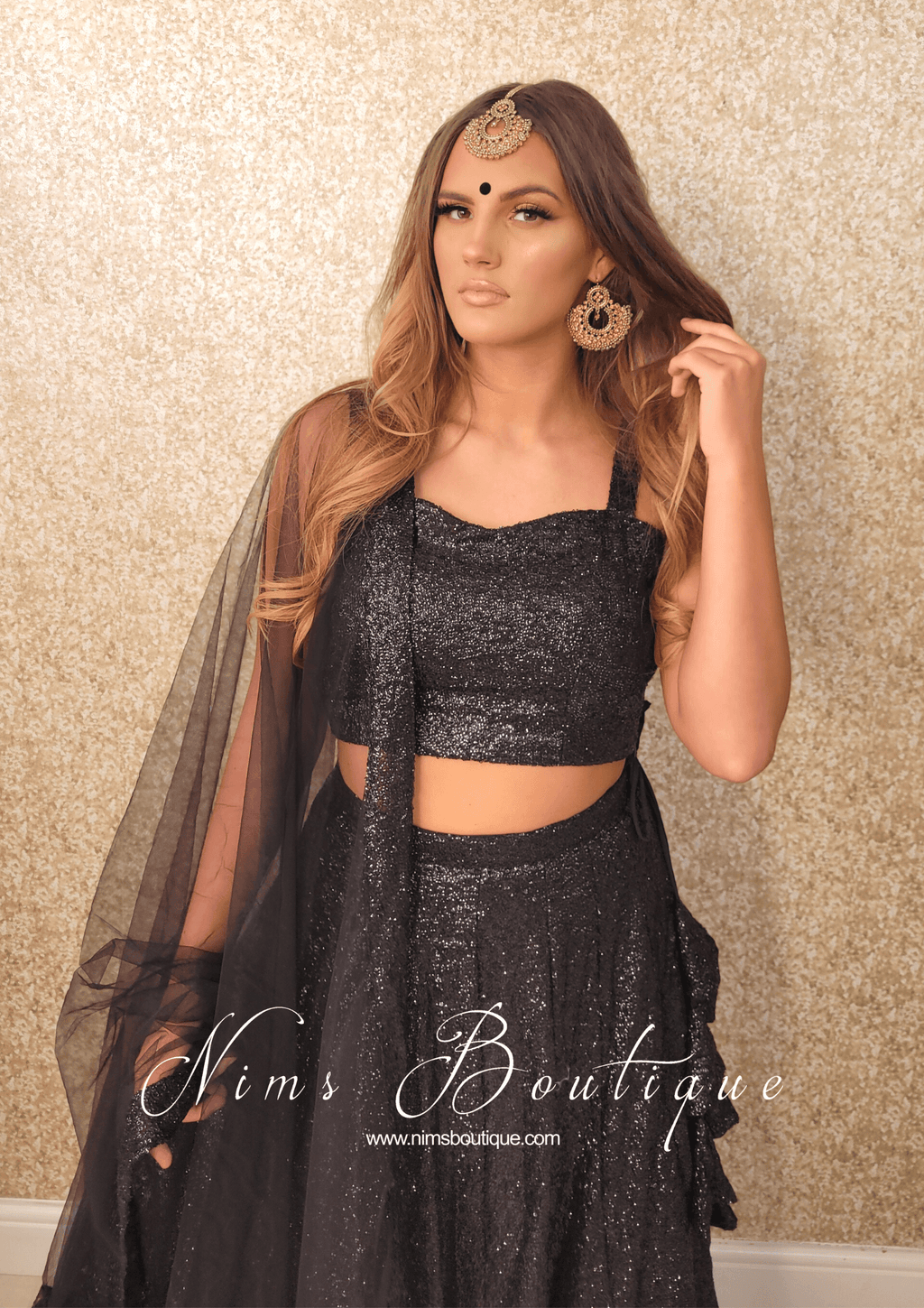 Nims Boutique The NB Black Sequin Lehnga size 4-16