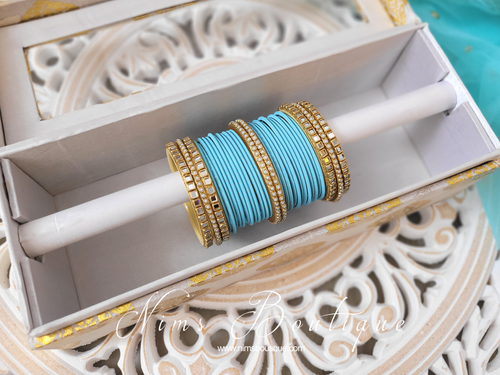 Sky Blue & Kundan Set of Bangles (SB1)