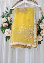 Yellow Net Pearl Embellished Dupatta/Chunni (NP4)