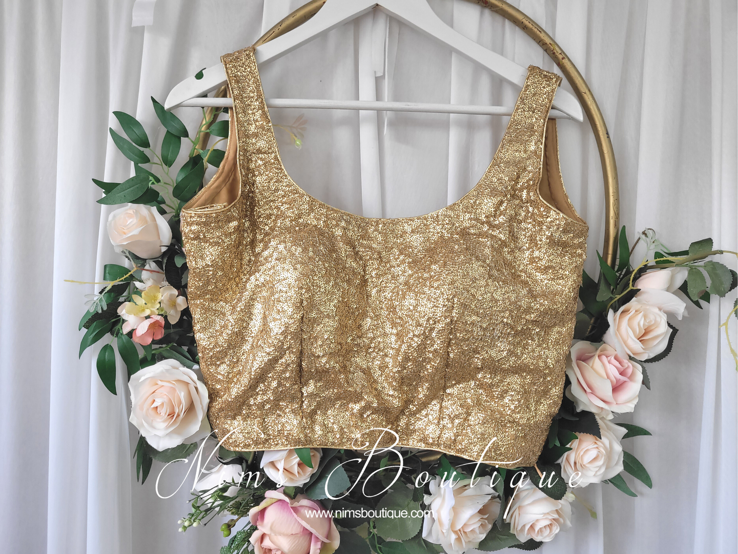 Luxury Rose Gold Sequin Sleeveless Blouse (4-24)