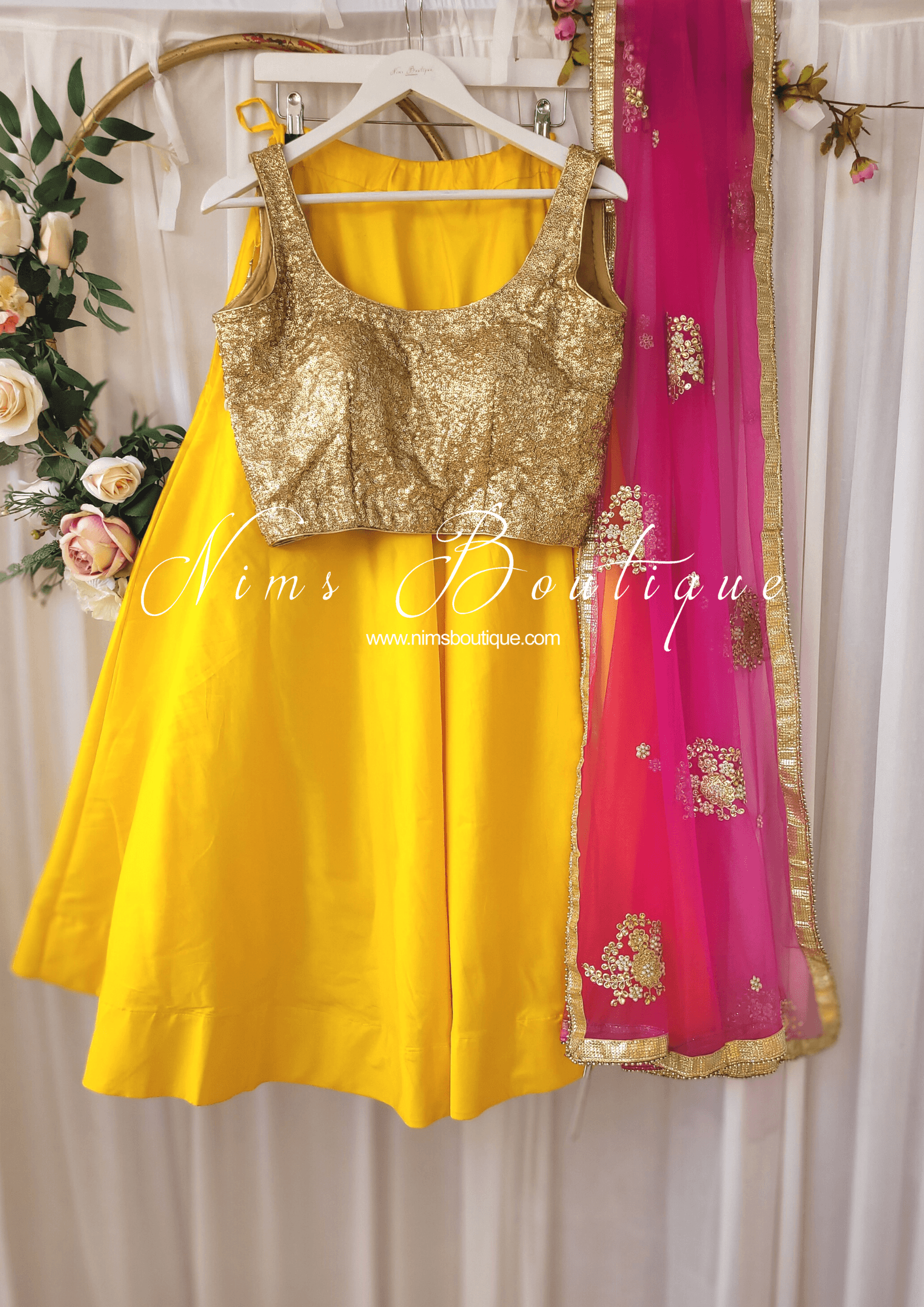 Nims Boutique Readymade Yellow Silk skirt/lehnga sizes 4-20