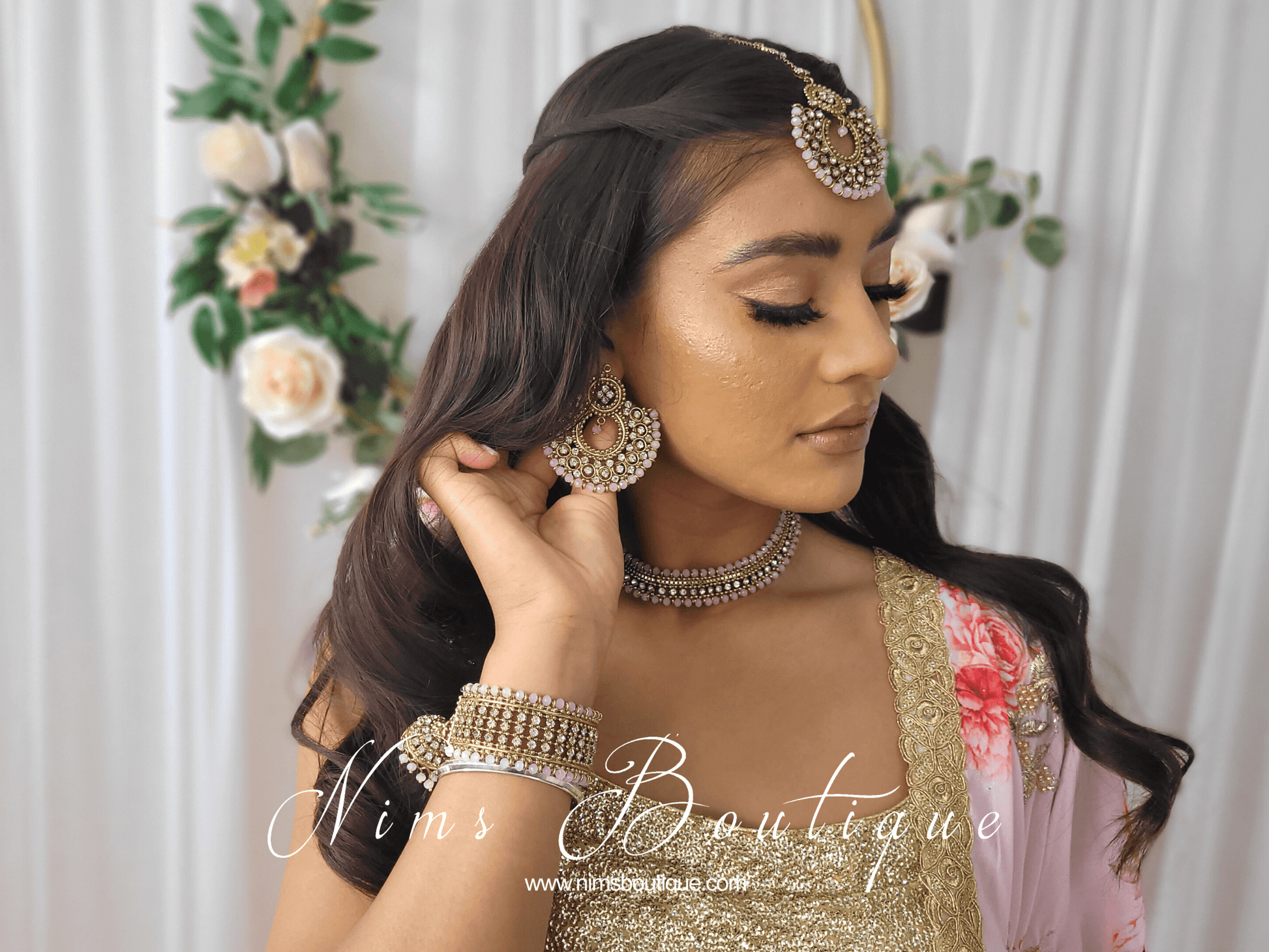 Nims Boutique Royal Blush Chand Tikka Set