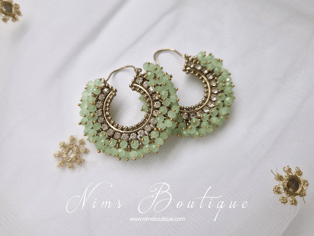 Nims Boutique Meghna Royal Mint Hoop Earrings