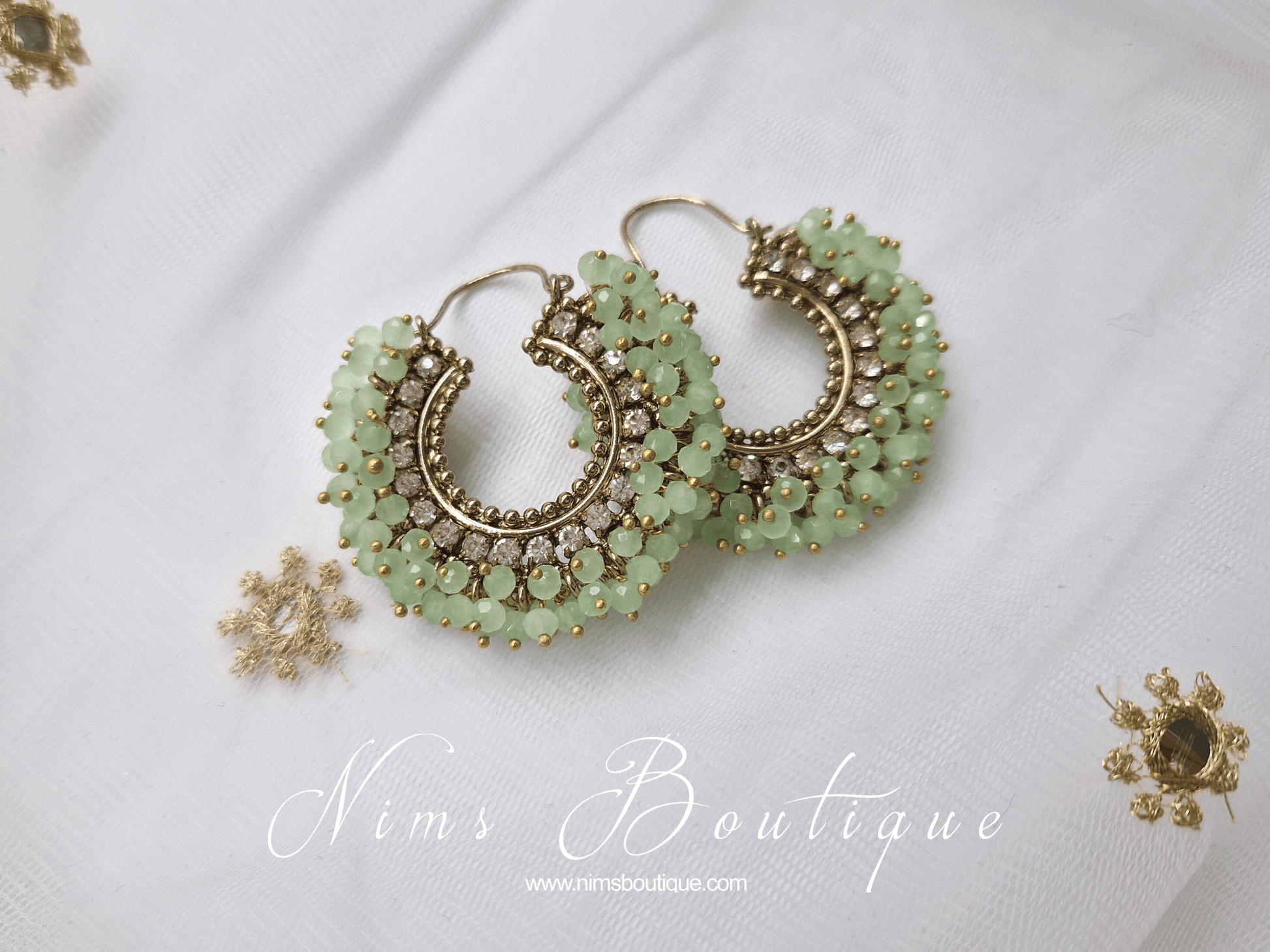 Nims Boutique Meghna Royal Mint Hoop Earrings