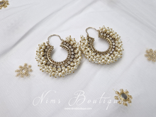 Meghna Royal Pearl Cluster Hoop Earrings