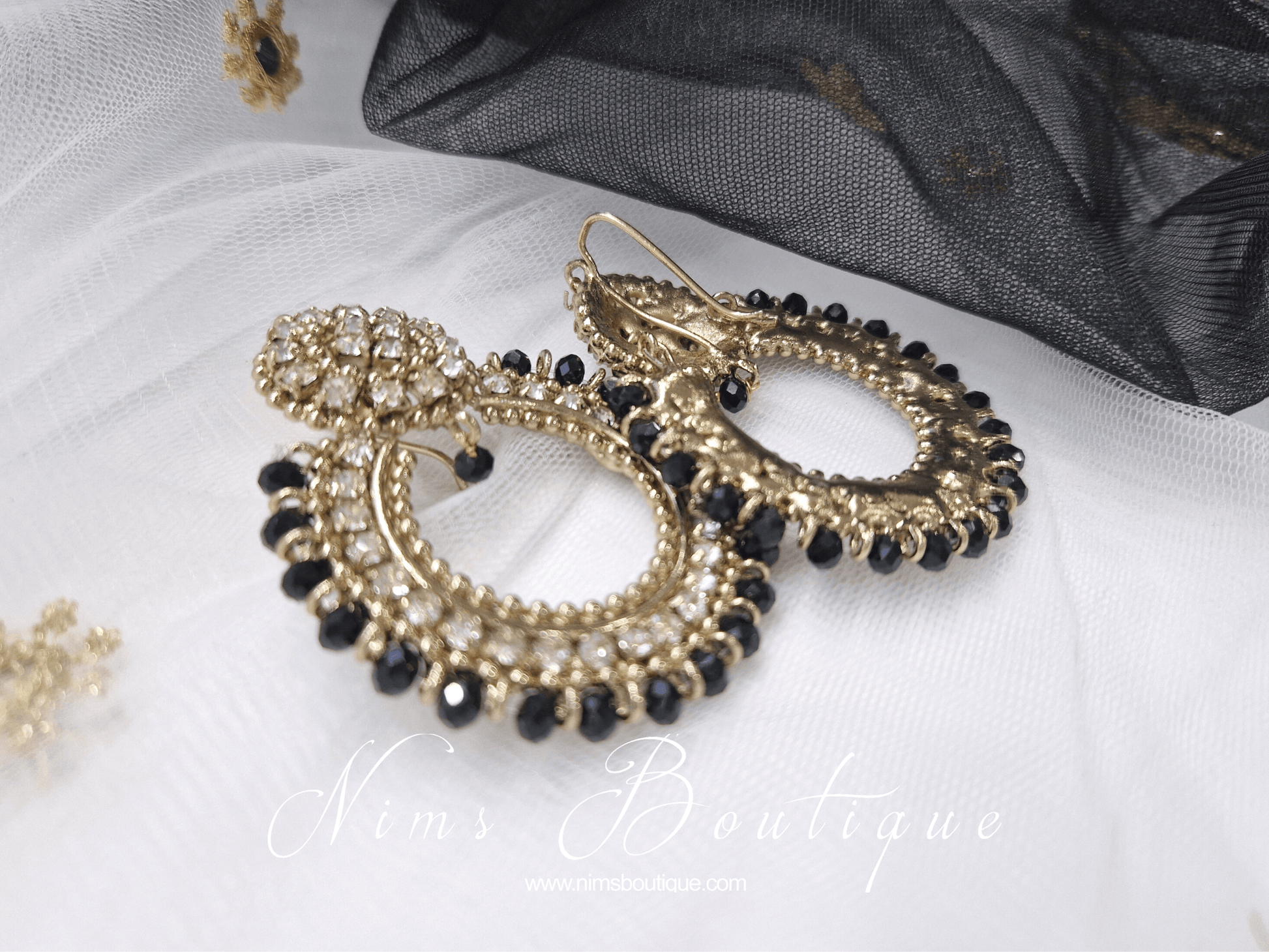 Nims Boutique Laila Royal Black Earrings
