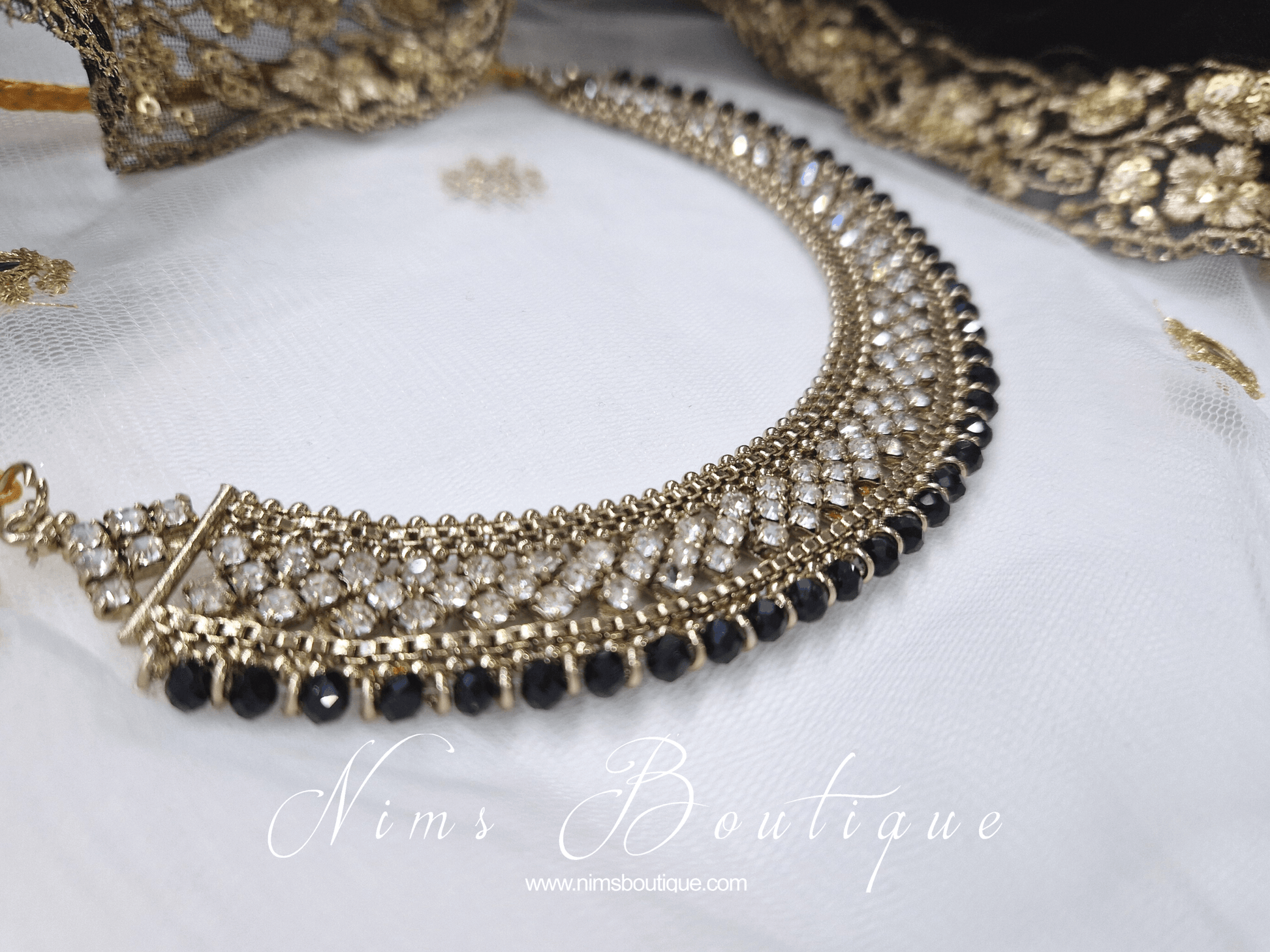 Nims Boutique Royal Statement Black Necklace