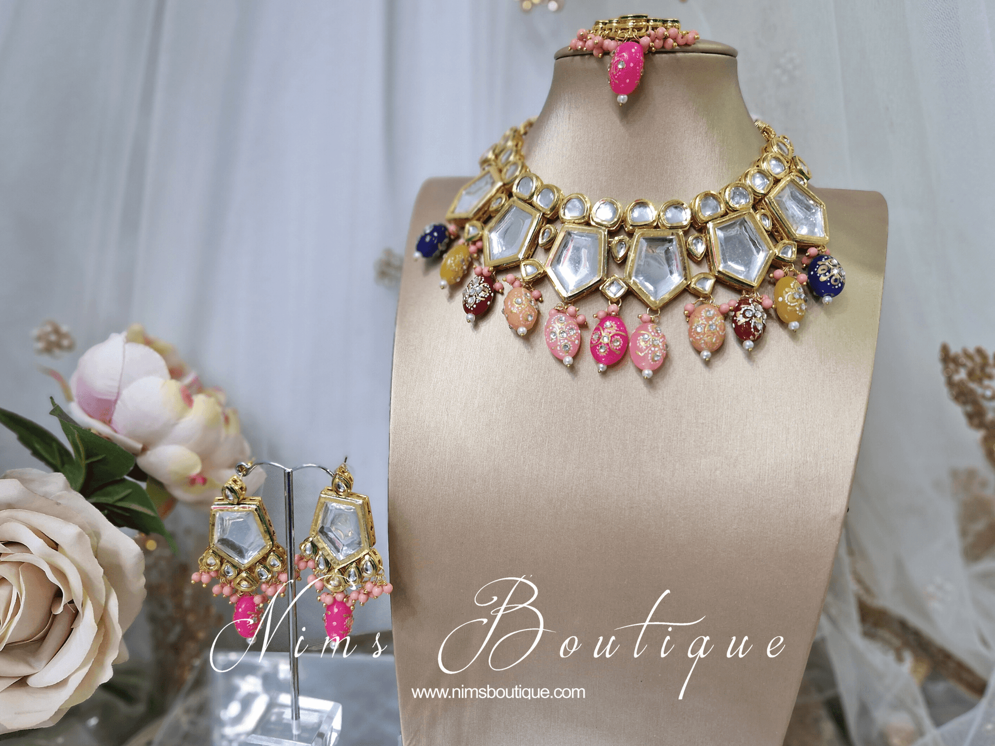 Nims Boutique Elena Kundan & Multicolour Set