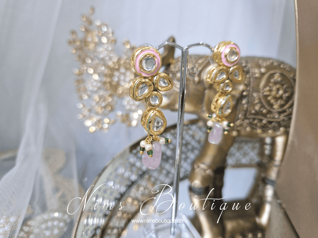 Nims Boutique Myra Blossom Kundan Lilac & Pink Haar Set
