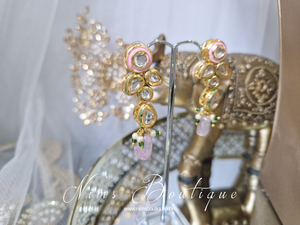 Myra Blossom Kundan Lilac & Pink Haar Set