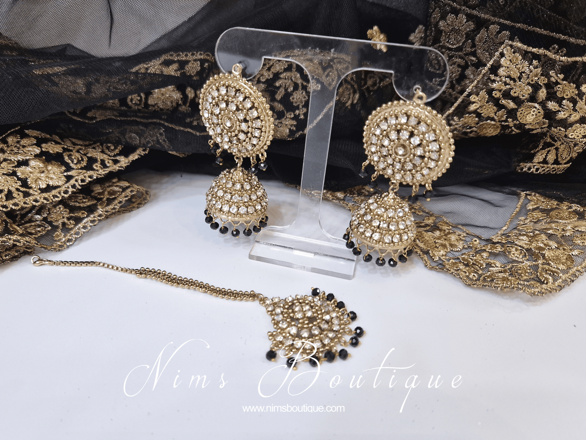 Nims Boutique Royal Black Chumke & Tikka Set