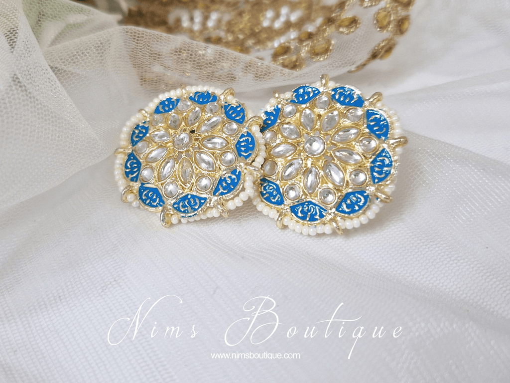 Nims Boutique Divya Blue Meenakari Stud Earrings