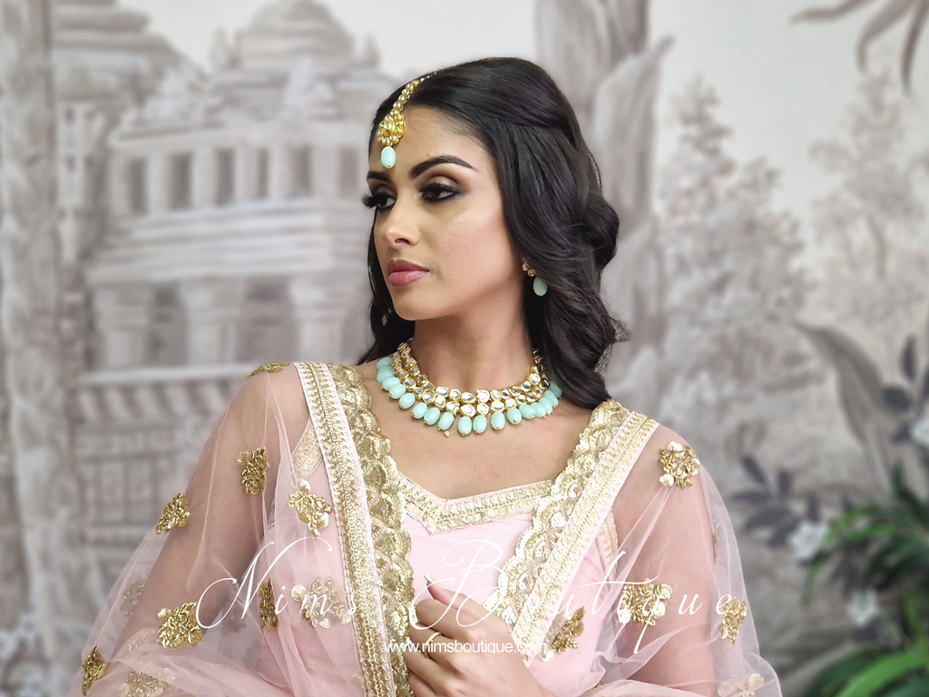 Nims Boutique Blossom Mint Akira Kundan Set