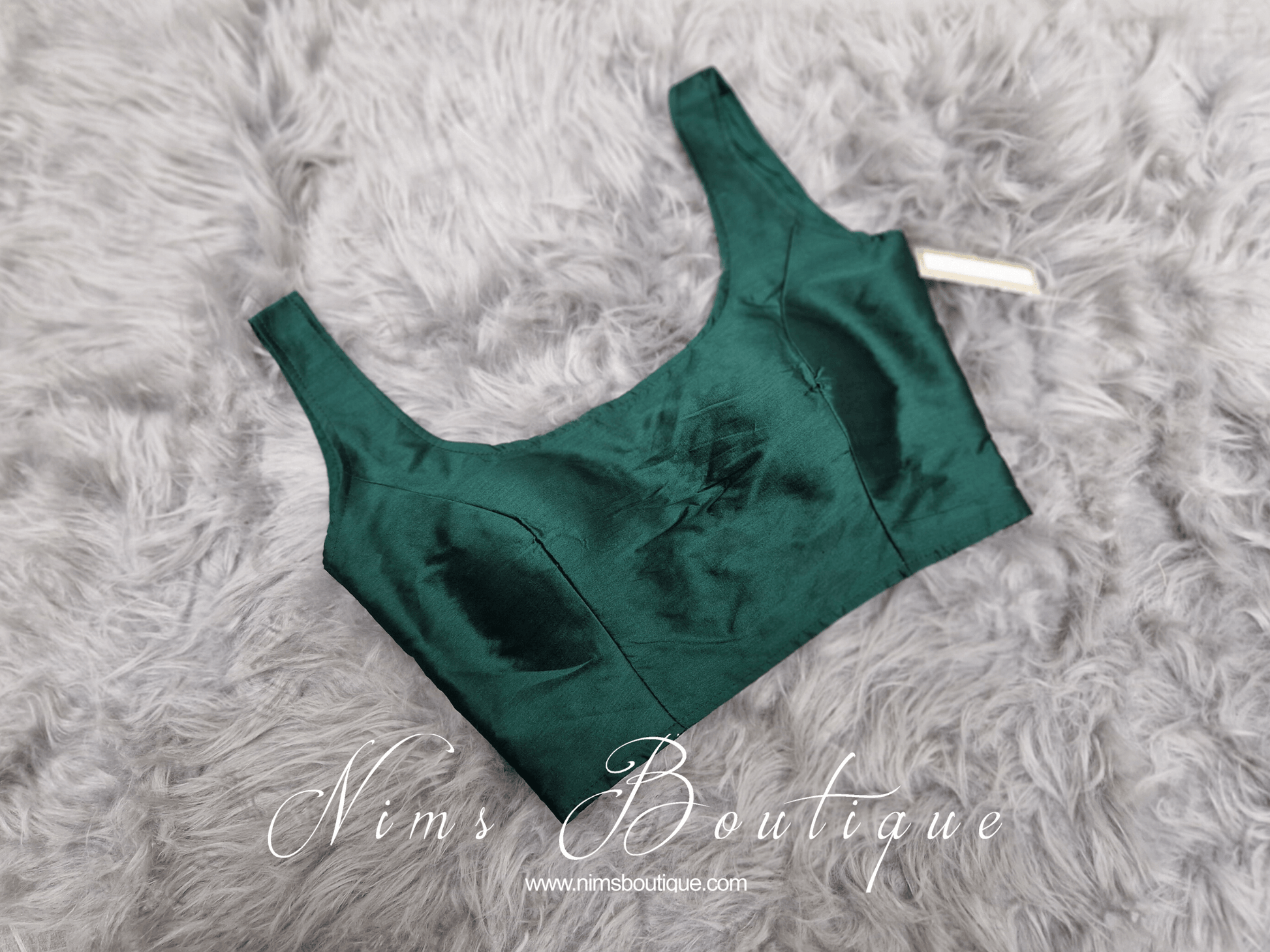 Nims Boutique The NB Dark Green Silk Blouse petite sizes 4-8