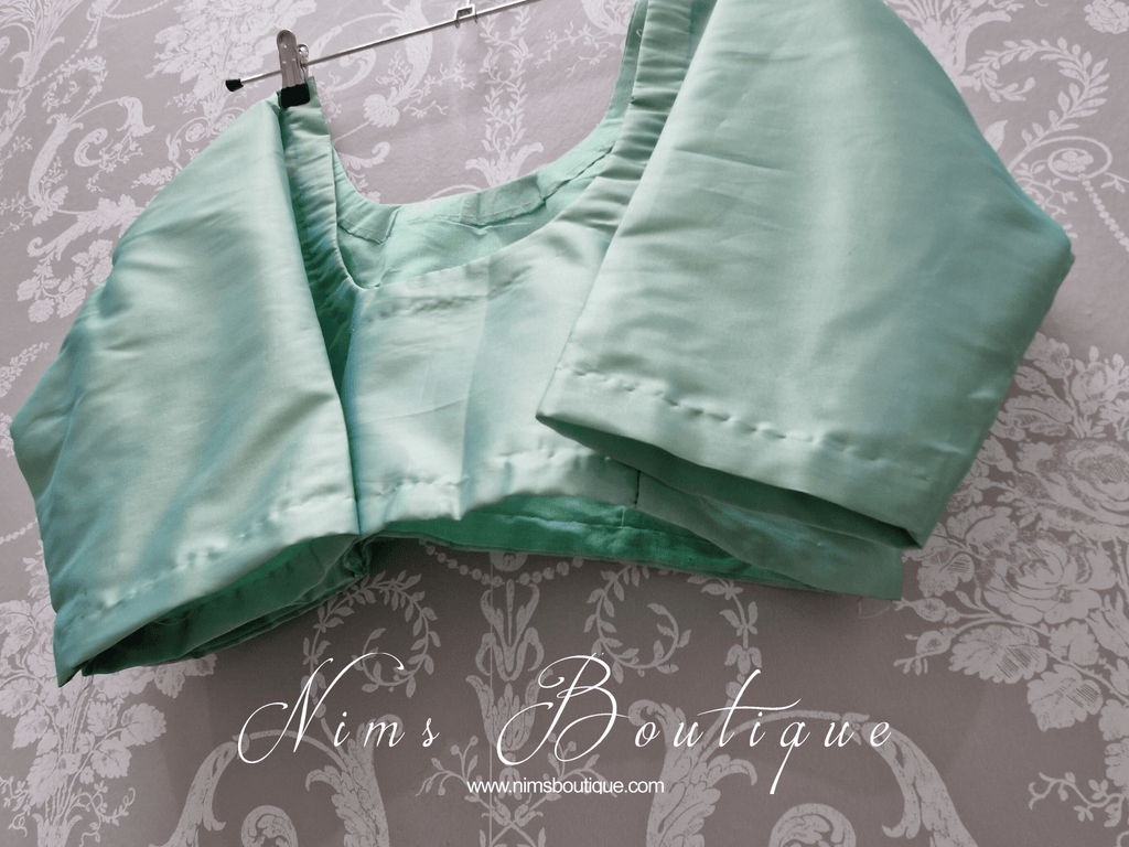 Nims Boutique Mint Pure Silk Scoop Neck Blouse with sleeves size 4-24