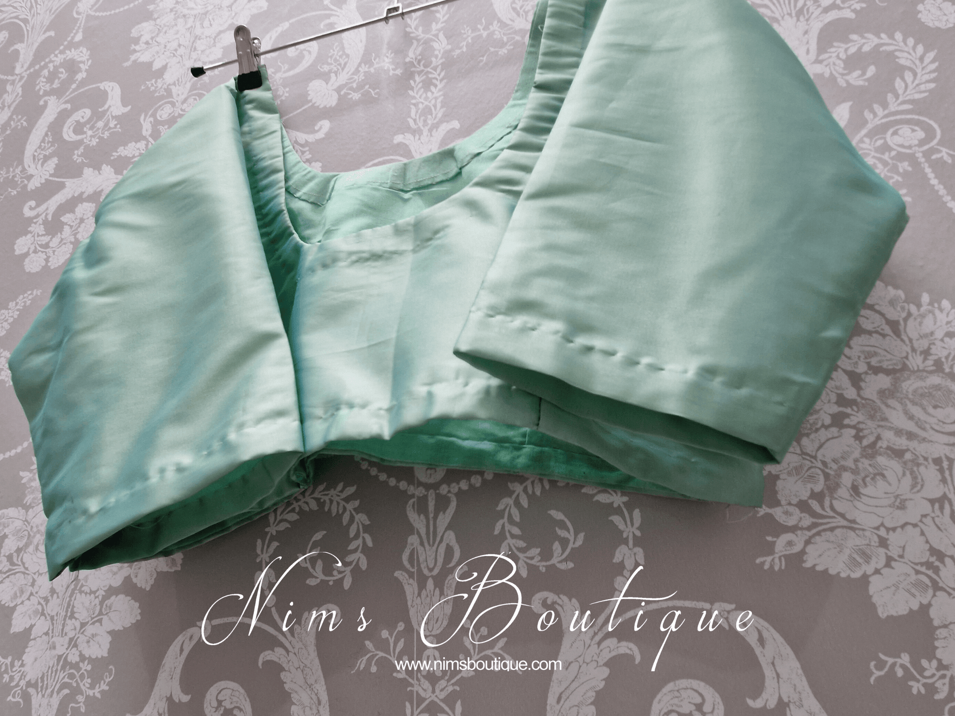 Nims Boutique Mint Pure Silk Scoop Neck Blouse with sleeves size 4-24