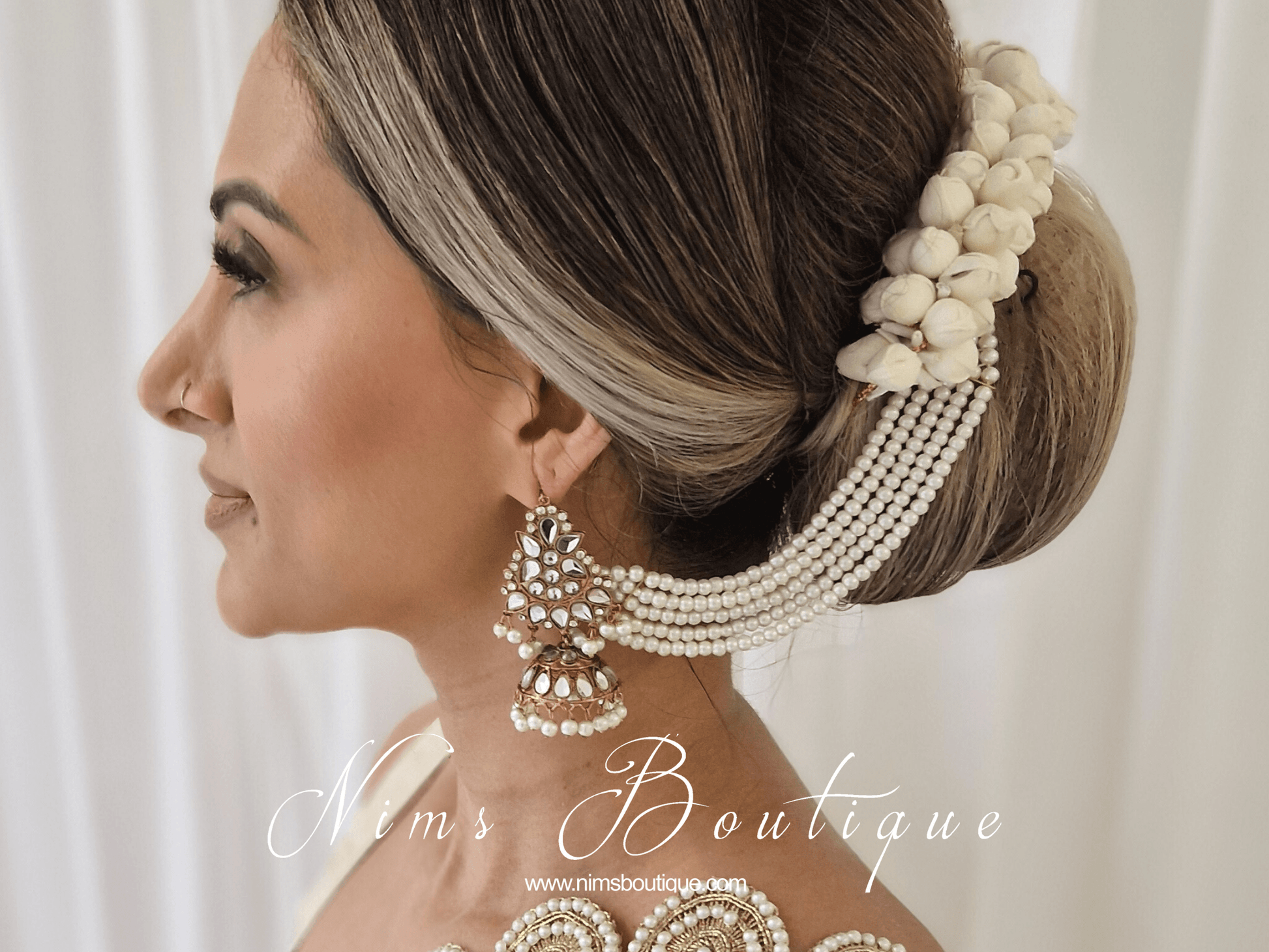 Nims Boutique Royal Pearl Earring Chains/Saharas 5 row