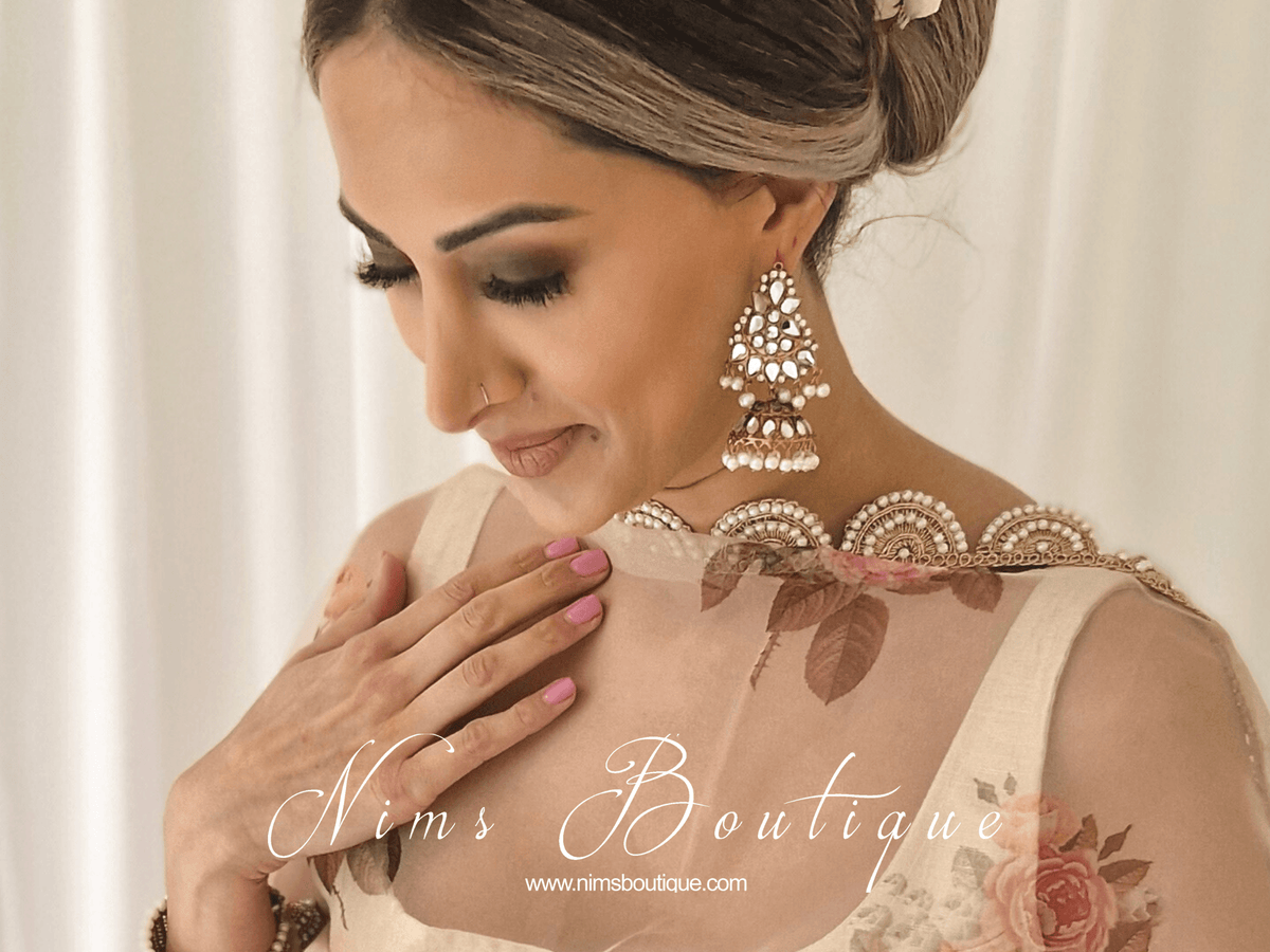 Nims Boutique Nandini Maharani Antique Gold & Pearl Chumke