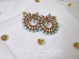 Vidya Antique Gold & Light Blue Earrings