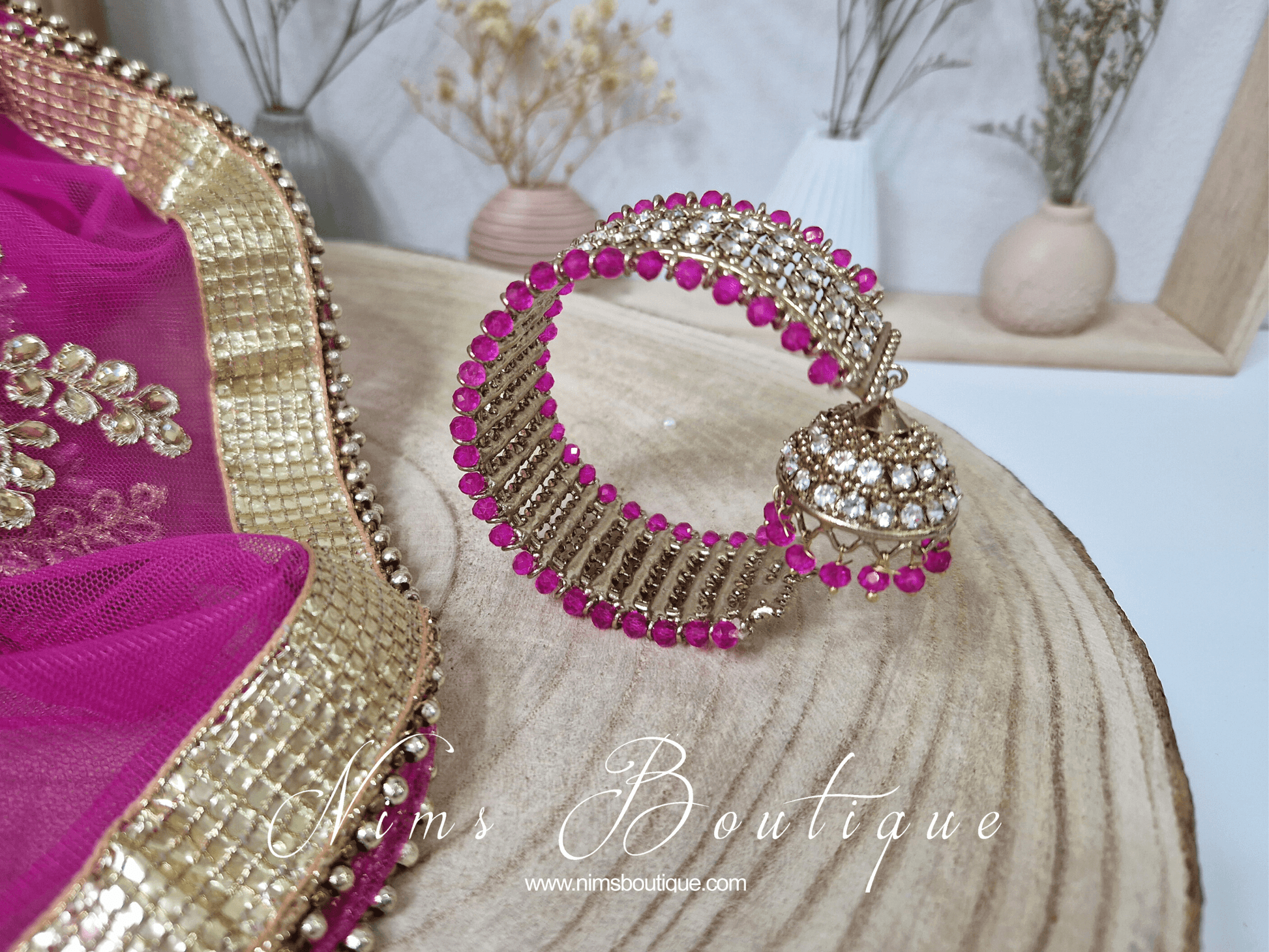 Nims Boutique Hot Pink Royal Bracelet with chumka