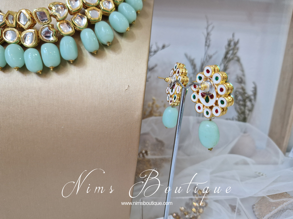Nims Boutique Blossom Mint Akira Kundan Set