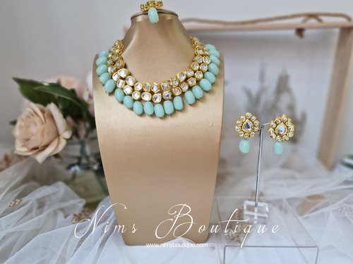 Blossom Mint Akira Kundan Set