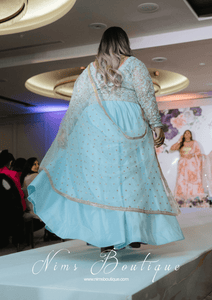 Nims Boutique Luxury Light Blue Net Sequin Dupatta/Chunni LNS4
