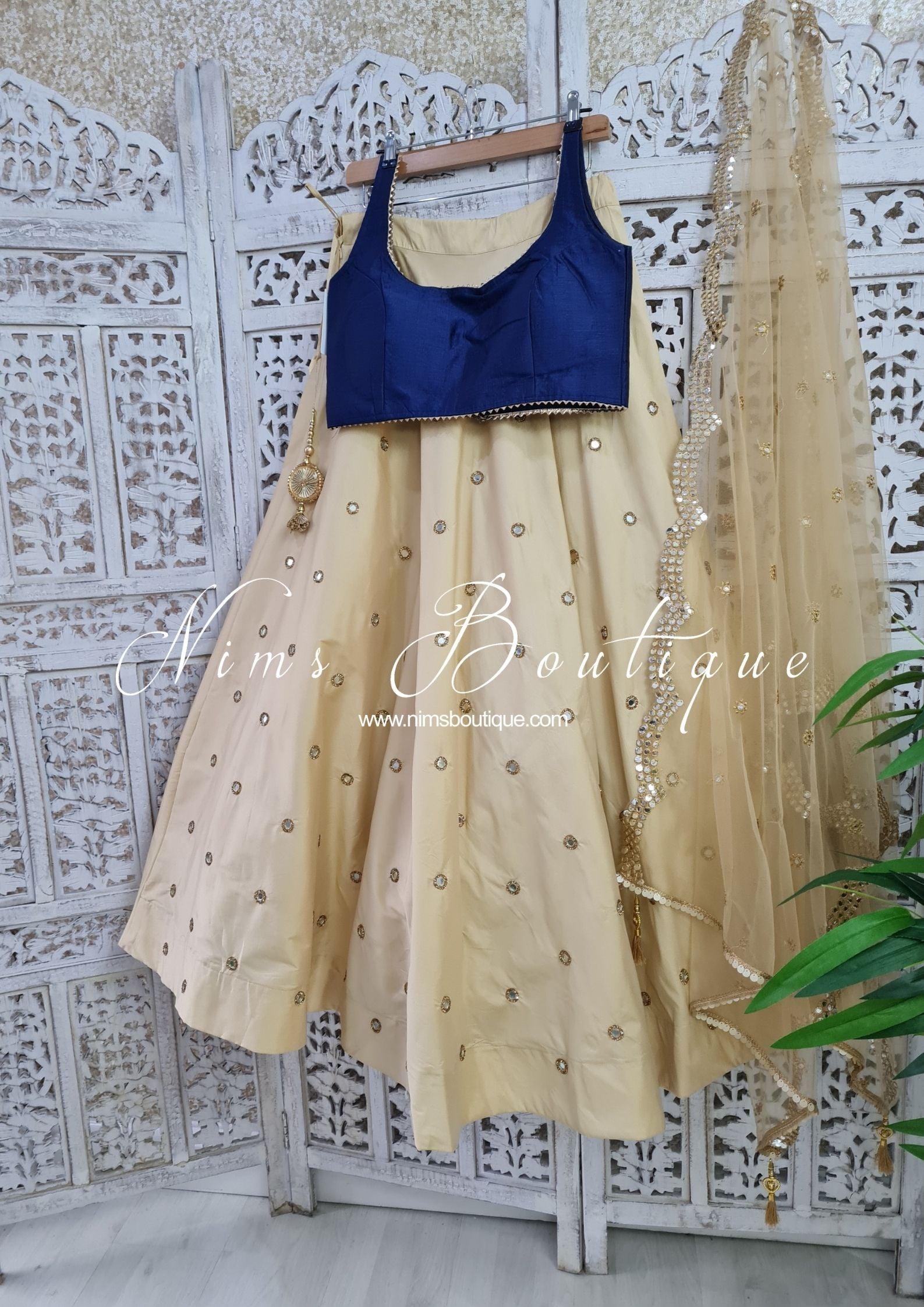 Nims Boutique Rani Luxury Gold Mirror readymade skirt/lehnga sizes 4-24