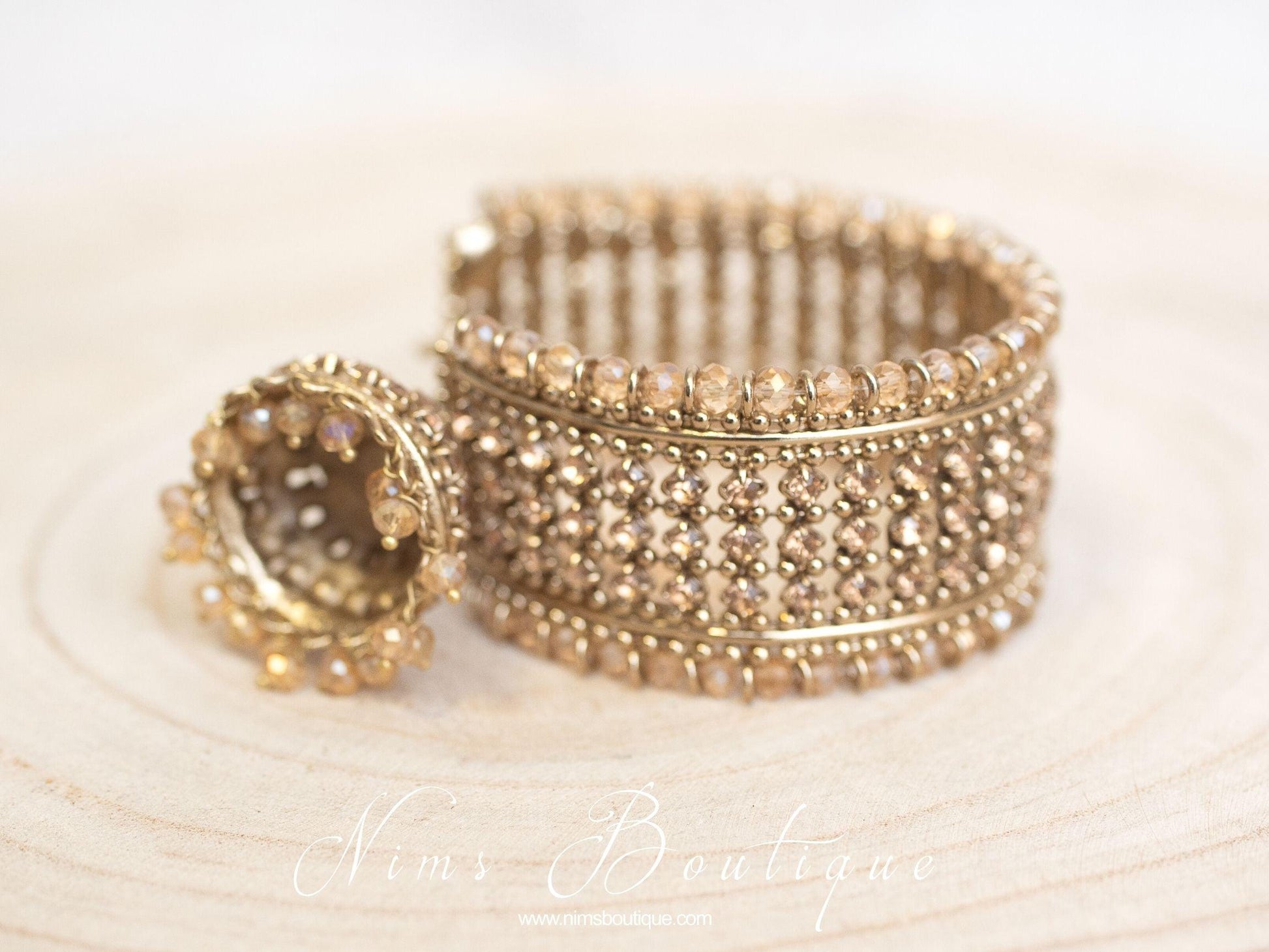 Nims Boutique Gold stone Royal Bracelet with chumka