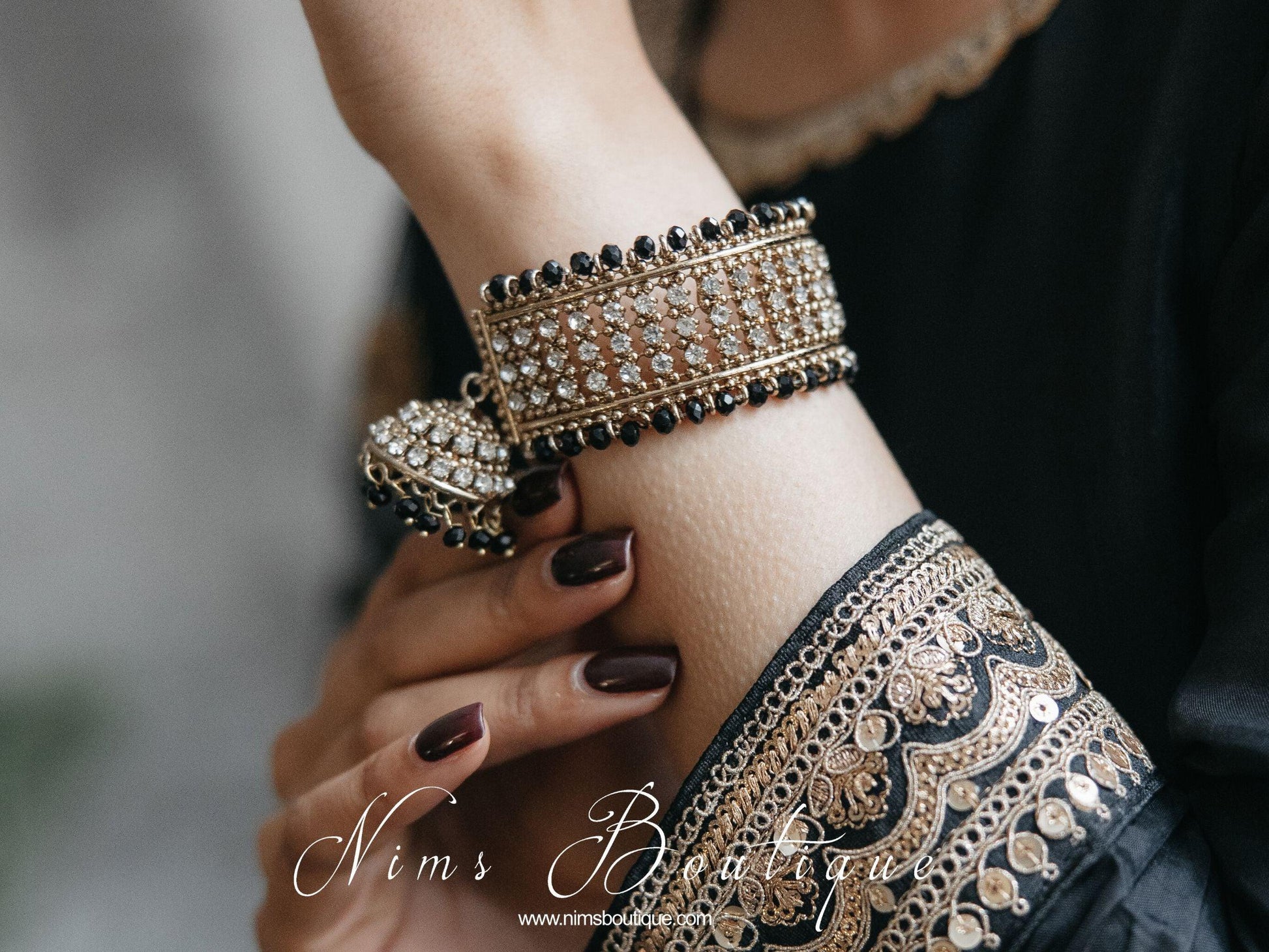 Nims Boutique Black Royal Bracelet with chumka
