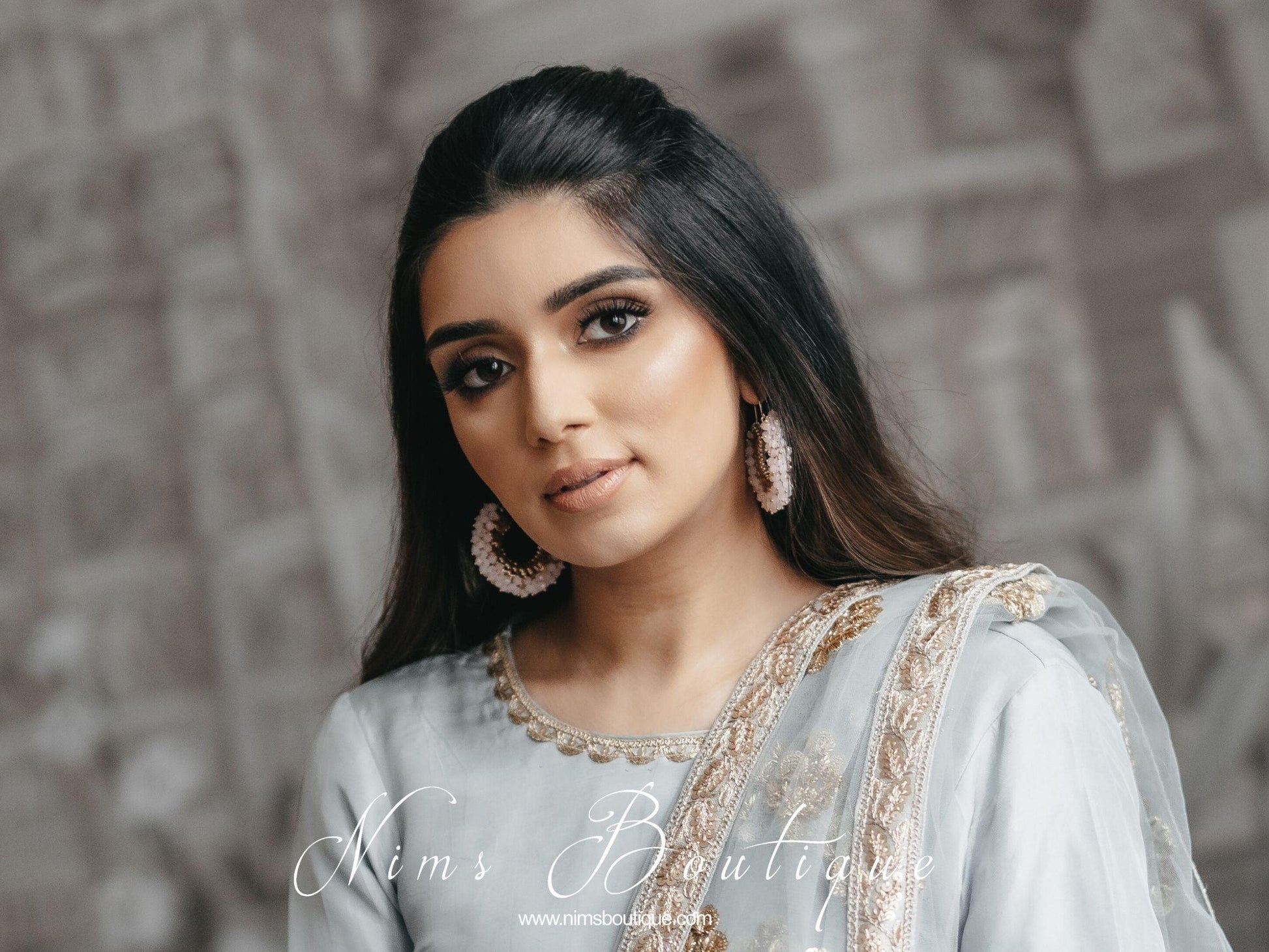 Nims Boutique Meghna Royal Blush Hoop Earrings