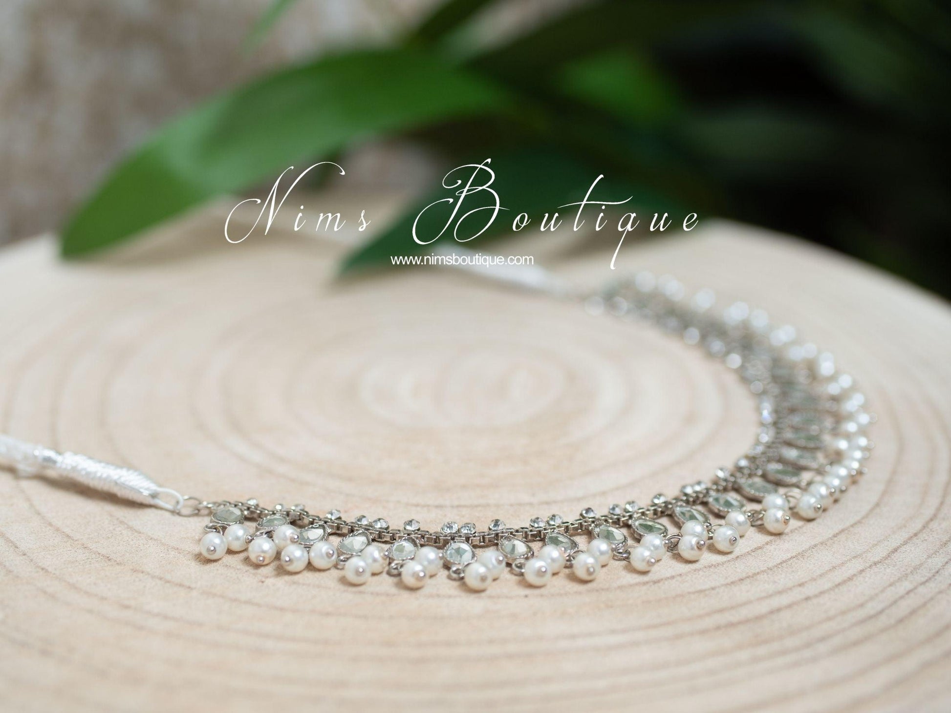 Nims Boutique Nandini Royal Silver & Pearl Necklace