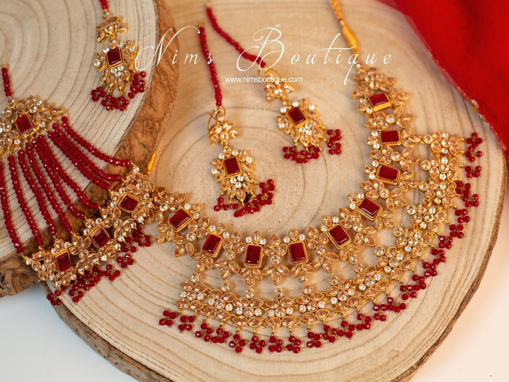 Nims Boutique Pari Maharani Red & Gold Set
